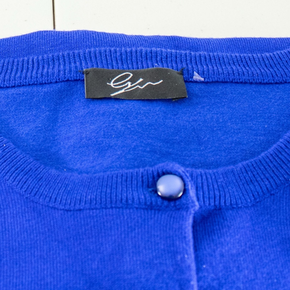 Cyrus Vibrant Blue Button-Up 3/4 Sleeve Cardigan Soft Women’s Top Size Small - Picture 7 of 11